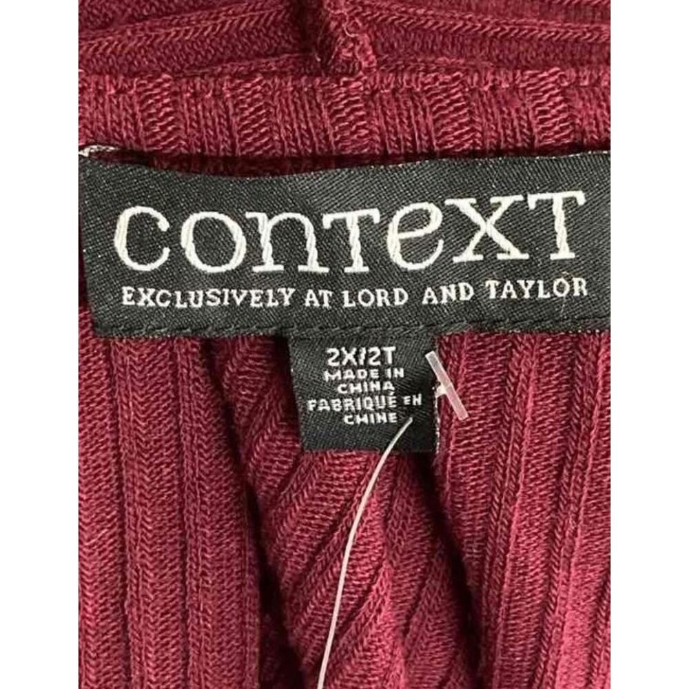 NWT Context Lord & Taylor Womens Burgundy Ribbed Waterfall Cardigan Sweater 2X - Picture 6 of 6